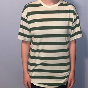 skater green stripped t shirt